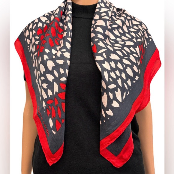 Retro Pierre Cardin blue red and white silk scarf - Picture 2 of 13